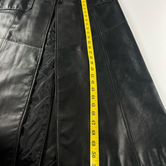 Caslon Black Lamb Leather Long Coat Duster Lined Size M - Picture 14 of 16